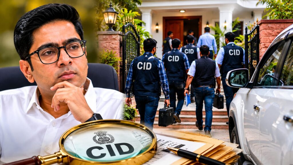 ಅಭಿಷೇಕ್ ಬ್ಯಾನರ್ಜಿ ಮತ್ತು CID ಅಧಿಕಾರಿಗಳ ತನಿಖಾ ಕಾರ್ಯಾಚರಣೆಯ ಸಾಂದರ್ಭಿಕ ಚಿತ್ರ