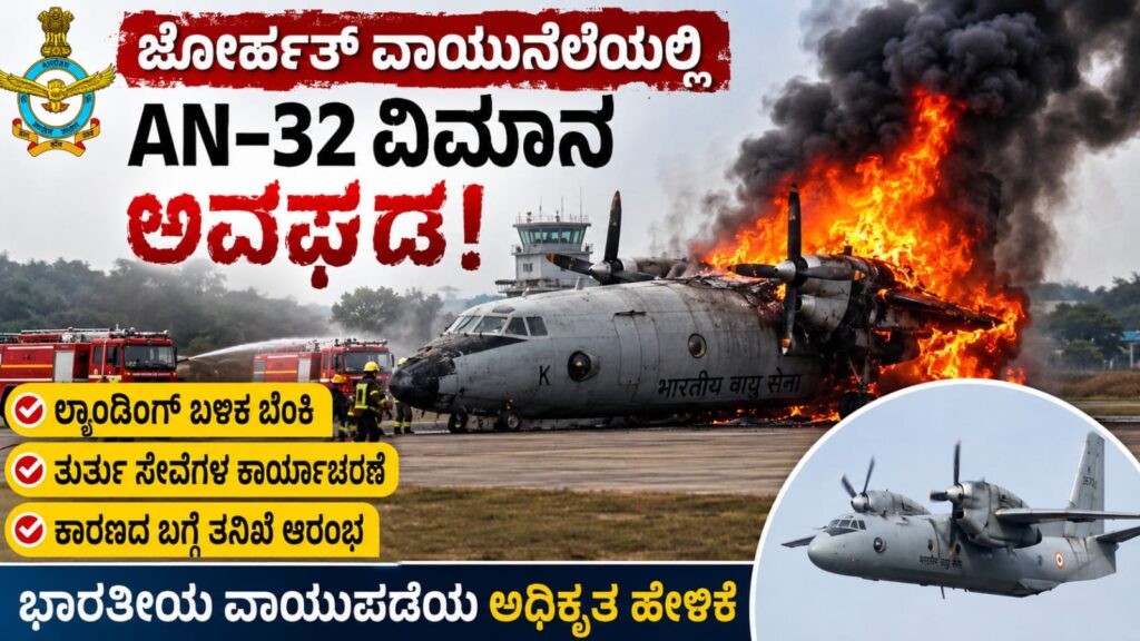 ಜೋರ್ಹತ್ ವಾಯುನೆಲೆಯಲ್ಲಿ ಬೆಂಕಿಗಾಹುತಿಯಾದ ಭಾರತೀಯ ವಾಯುಪಡೆಯ AN-32 ವಿಮಾನ