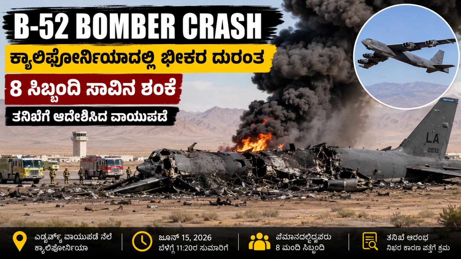 B-52 Bomber Crash at Edwards Air Force Base California