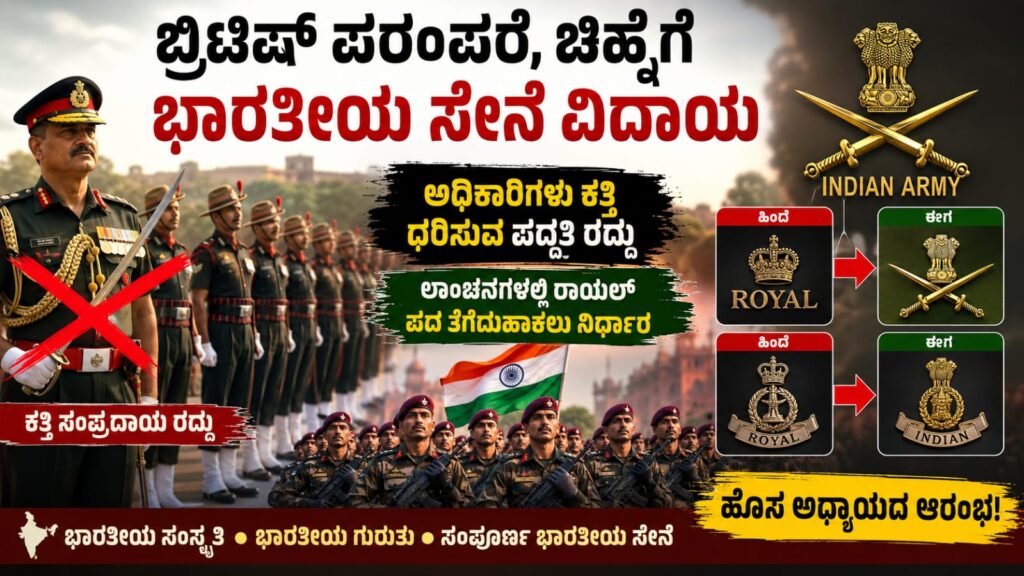 ಭಾರತೀಯ ಸೇನೆ ಬ್ರಿಟಿಷ್ ಕಾಲದ ಪರಂಪರೆ ರದ್ದುಪಡಿಸಿದ ಕುರಿತು ಪ್ರತಿನಿಧಿ ಚಿತ್ರ