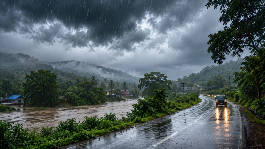 ಮುಂಗಾರು ಮಳೆಯಿಂದ ಜಲಾವೃತಗೊಂಡ ಕರ್ನಾಟಕ ಗ್ರಾಮ