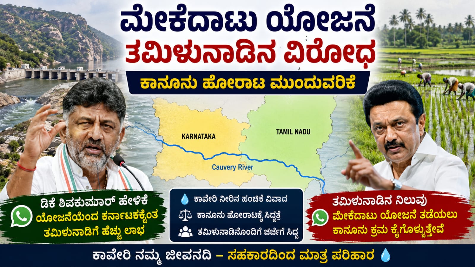 ಮೇಕೆದಾಟು ಯೋಜನೆ ಕುರಿತು ತಮಿಳುನಾಡು ಮತ್ತು ಕರ್ನಾಟಕದ ನಡುವೆ ನಡೆಯುತ್ತಿರುವ ಕಾವೇರಿ ನೀರಿನ ವಿವಾದ