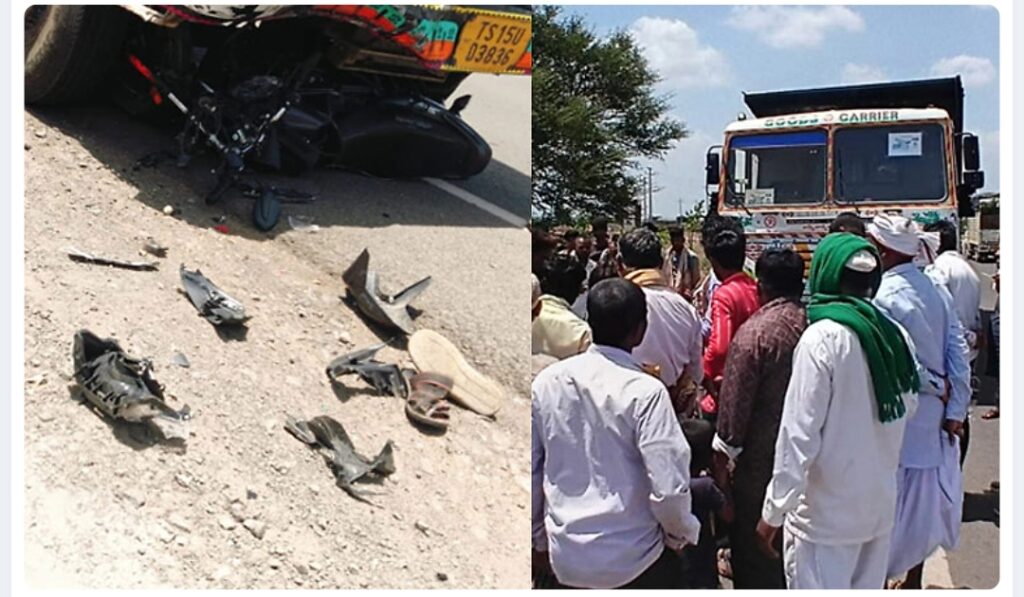 ವಿಜಯಪುರ ಝಳಕಿ ಸಮೀಪ ಟಿಪ್ಪರ್ ಮತ್ತು ಬೈಕ್ ಅಪಘಾತದ ದೃಶ್ಯ