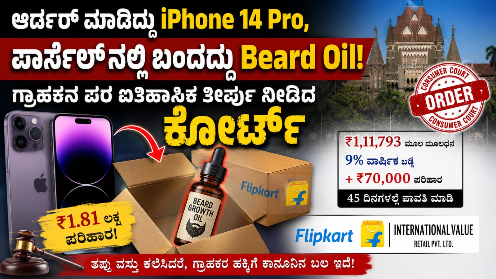 ಮುಂಬೈ ಗ್ರಾಹಕ ಆಯೋಗದ ತೀರ್ಪಿನ ಹಿನ್ನೆಲೆಯಲ್ಲಿ iPhone 14 Pro ಬದಲು Beard Growth Oil ತಲುಪಿದ ಪ್ರಕರಣದ ಸಾಂಕೇತಿಕ ಚಿತ್ರ.